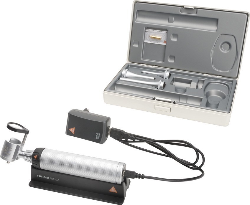 Отоскоп ветеринарный HEINE G100 LED; рукоятка BETA 4 USB; воронки; транспортировочный кейс, арт. G-112.28.388