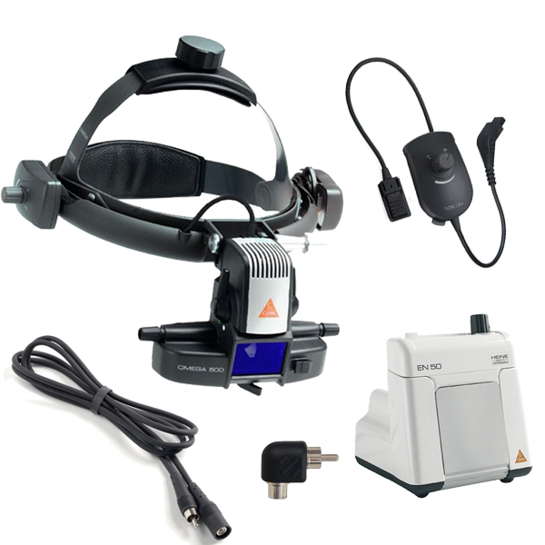 Набор HEINE офтальмоскоп Omega 500; реостат HC 50 L; соединительный RCA-кабель; блок mPack; трансформатор EN 50, адаптер, арт. C-004.33.538