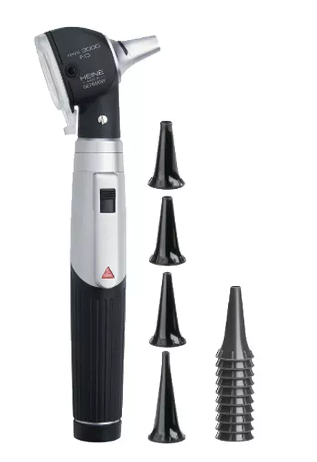 Отоскоп HEINE Mini 3000 F.O. (голова), рукоятка Mini 3000 батареечная; воронки, арт. D-001.70.120