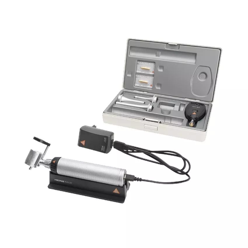 Отоскоп ветеринарный HEINE G100 3,5 В XHL; офтальмоскоп HEINE BETA 200 3.5 XHL; рукоятка BETA 4 USB; воронки; транспортировочный кейс, арт. G-148.27.388