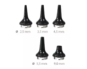 Набор воронок ушных многоразовых для операционного отоскопа KaWe 2,5 / 3,5 / 4,5 / 5,5 / 9,0 мм, 5 шт.