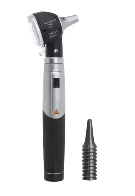 Отоскоп HEINE Mini 3000 LED F.O. (голова); рукоятка Mini 3000 батареечная; воронки, арт. D-008.70.110