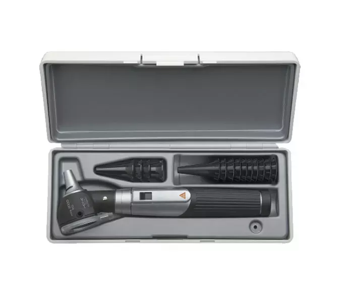 Отоскоп HEINE Mini 3000 F.O. (голова), рукоятка Mini 3000 батареечная; воронки; кейс, арт. D-851.10.021