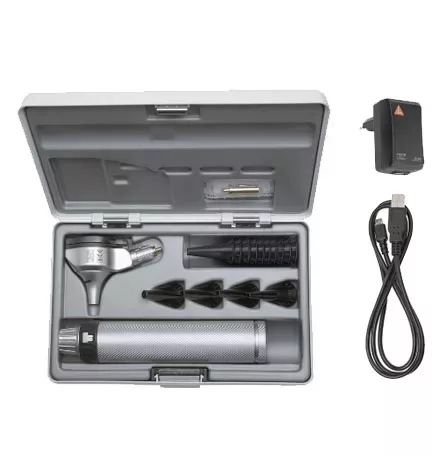 Отоскоп HEINE BETA 200 3.5 LED F.O. (голова); рукоятка BETA 4 USB; воронки; транспортировочный кейс, арт. B-141.28.388